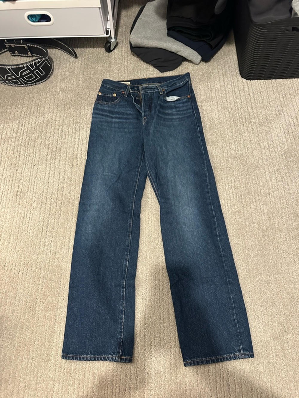Levi's Women's Straight Leg Jeans in Dark Blue Denim